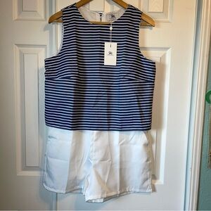 Plains & Prints  Women’s Ciro Sleeveless Playsuit Blue / White Size M  N…